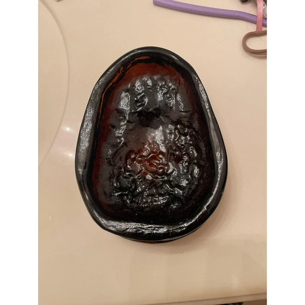 Vintage Glass heavy‎ dark Ashtray Glass